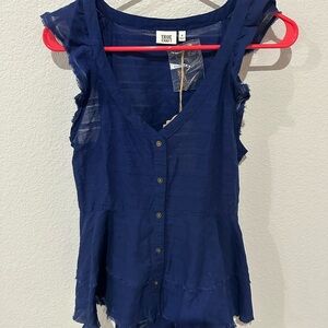 True Craft Women's Deep Blue Button-Down Blouse